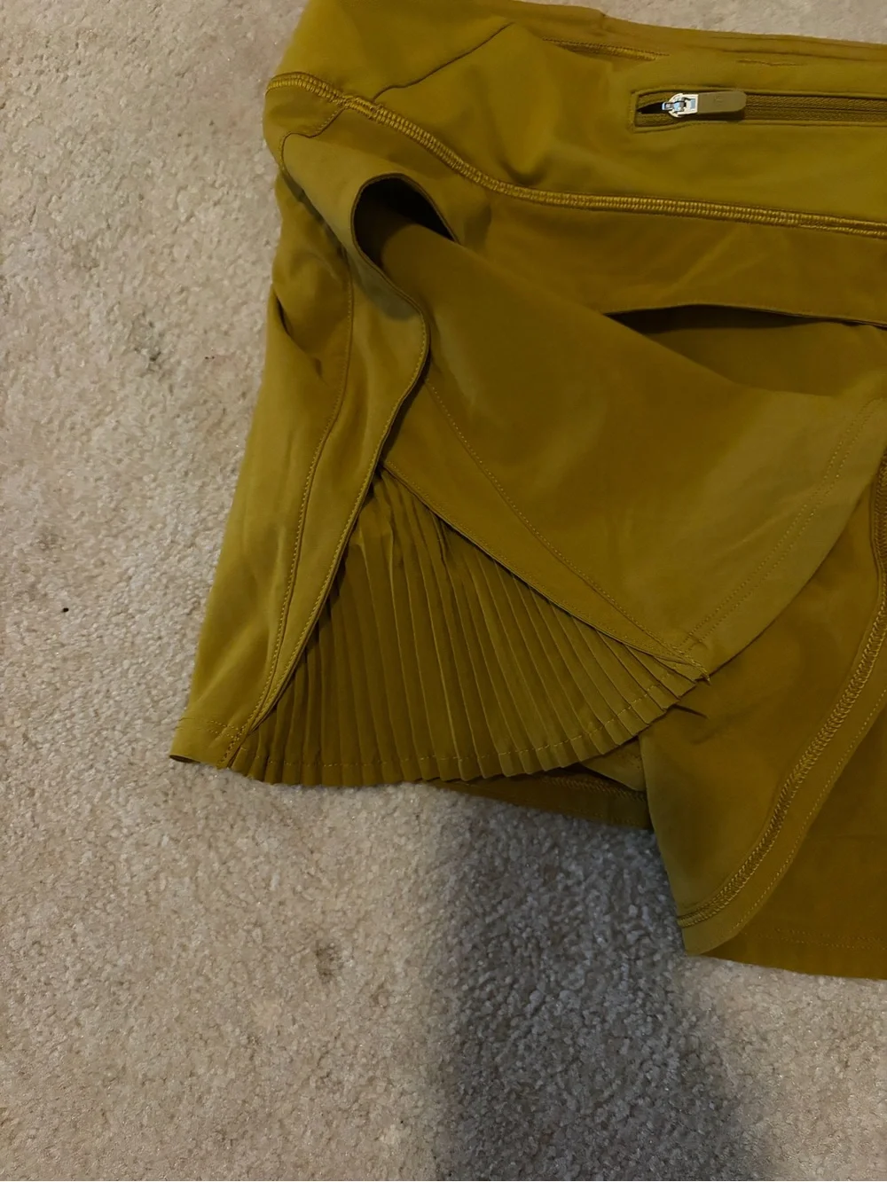 Gold Athletic Skirt with Pleated Side Panels